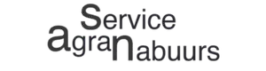 Logo van Service agra nabuurs met gestileerde zwarte en donkerblauwe typografie.