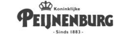 Logo van Koninklijke Peijnenburg met kroonicoon en bedrijfsnaam in donker typografisch ontwerp.