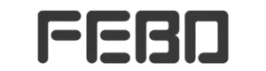 Logo van FEBO met gestileerde zwarte hoofdletters op een witte achtergrond.