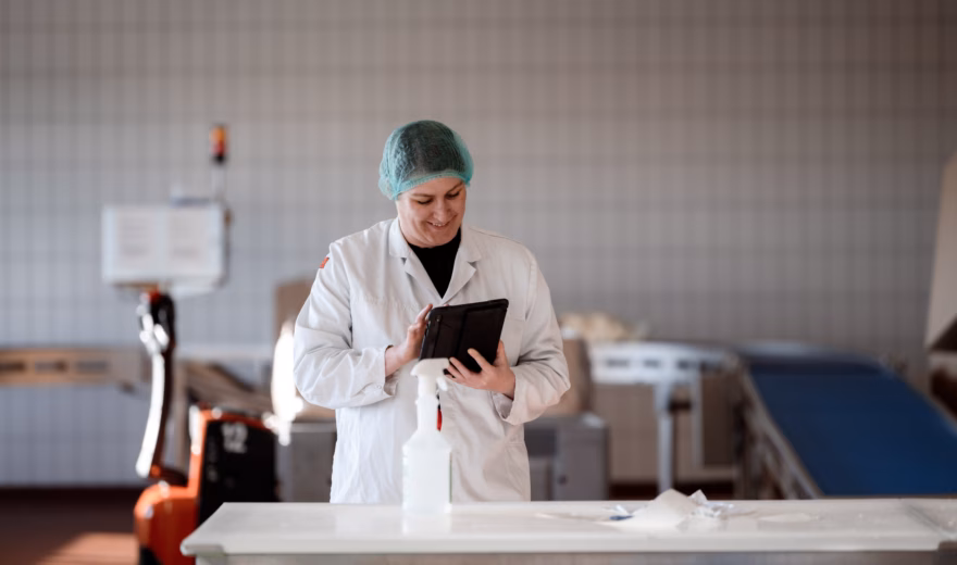 Recording of quality data during an inspection in a production environment.